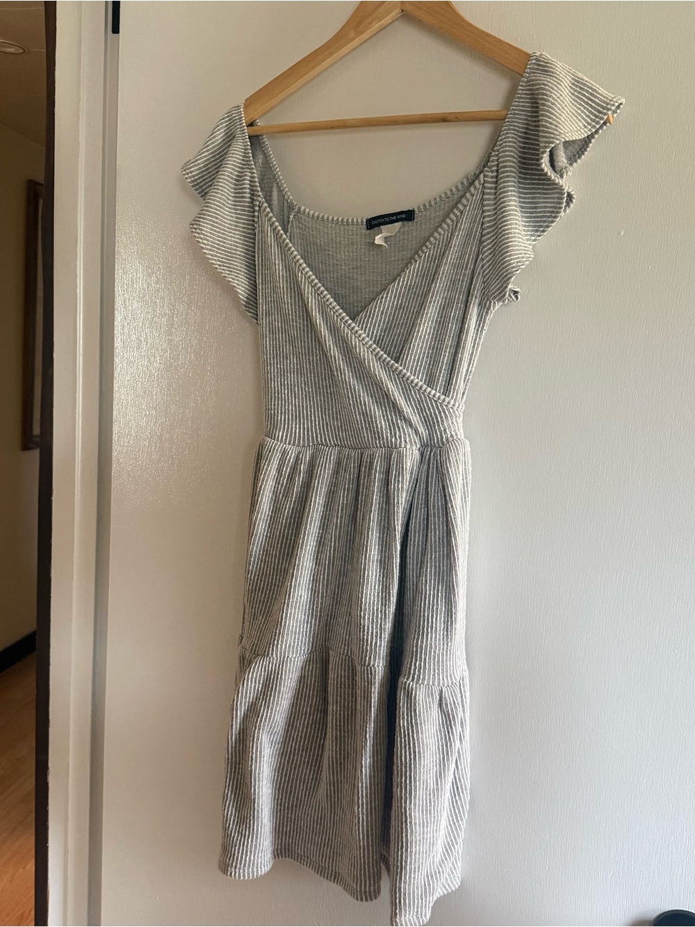 Caution to the Wind Flutter Sleeve Tiered Dress